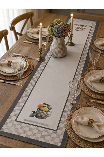 Nef’s Atelier GRİ ORTANCA DESENLİ RUNNER MC 40*140 CM