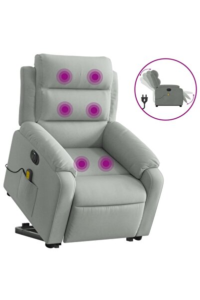 vidaxl Fotoliu electric masaj rabatabil cu ridicare gri închis catifea