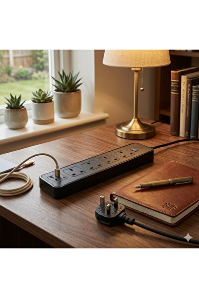 Zen Store 3 Meter Power Strip with 4 UK Outlets, USB & Type-C Ports | Extensi...
