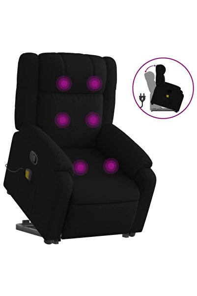 vidaxl Fotoliu rabatabil de masaj, cu ridicare, negru, material textil