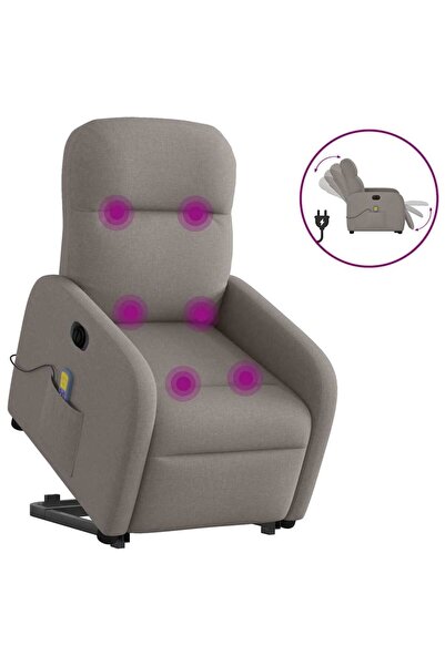 vidaxl Fotoliu electric masaj rabatabil cu ridicare, gri taupe, textil