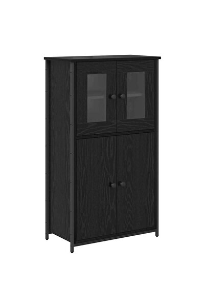 vidaxl Bufet Stejar Negru 62 x 32 x 106,5 cm Lemn compozit