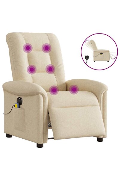 vidaxl Fotoliu electric de masaj rabatabil, crem, textil