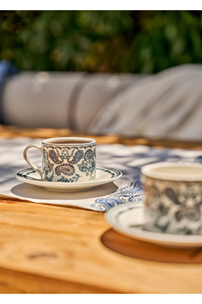 Bella Maison Paisley Porselen 2'li Çay Fincanı Mavi (180 cc)