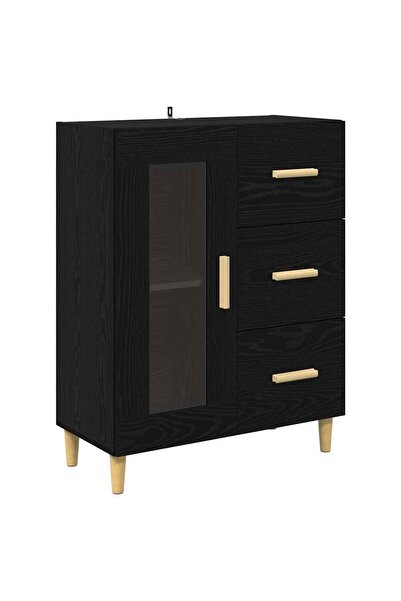 vidaxl Bufet cu sertar Stejar Negru 69,5 x 34 x 90 cm Lemn compozit