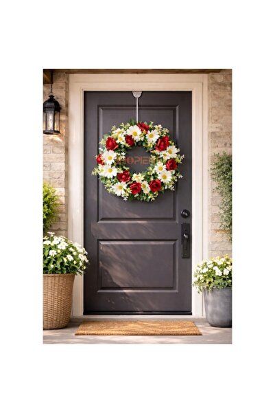 SHOPIENS Door Decor for Spring with Artificial Daisies and Red Roses Circular...