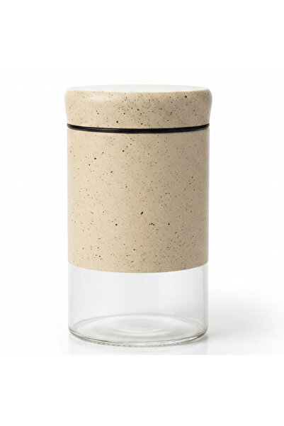 AKDC Cream Speckled Metal & Glass Canister — 750 ML | Airtight Kitchen Storag...