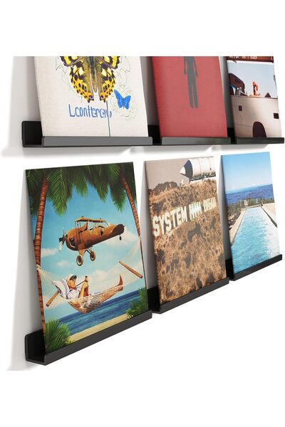 Lifewit Rafturi plutitoare pentru discuri de vinil, Set de 6 rafturi de peret...