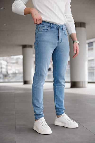 Ser Joven Men's Light Blue Slim Fit Laser Stretch Fabric Jeans