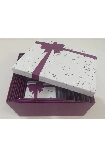 OEM Cutie Cadou Carton 10/set cu Capac Alb si Funda Imprimata Mov