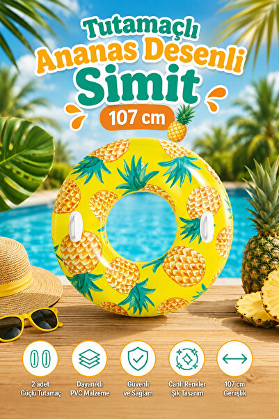 craftivio Tutamaçlı Büyük Boy Yetişkin Deniz Ve Havuz Simidi 107 cm - Meyve D...