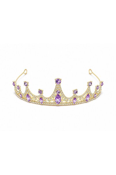 OEM Tiara aurie cu cristale mov violet marquise - design eleganta