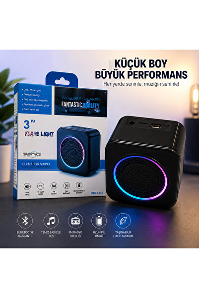 greatnice Hoparlör Bluetooth Taşınabilir RGB Flame Light Kablosuz Mini Speake...