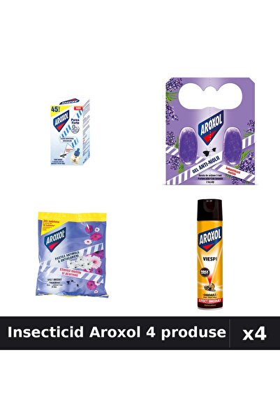 Aroxol Set 4 Insecticid - Aparat Electric, Pastile, Spray 400ml - Protectie Casa