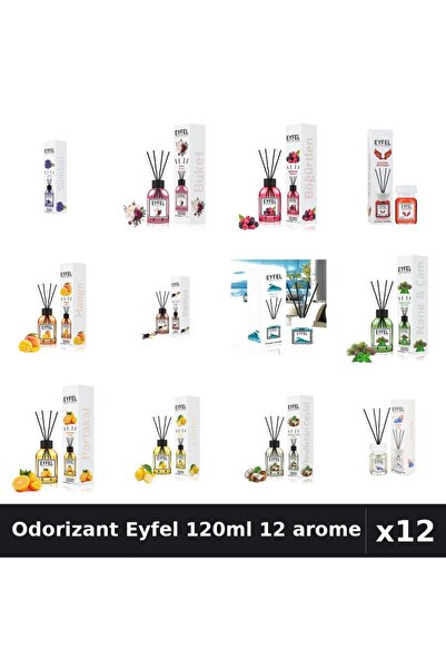 Eyfel Set 12 Odorizant Cameră cu Betisoare 120ml - 12 Arome Asortate, Parfum ...