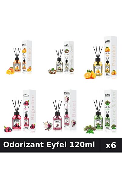 Eyfel Set 6 Odorizante Camera Betisoare - 6 Arome Asortate, 120ml Parfum Intens