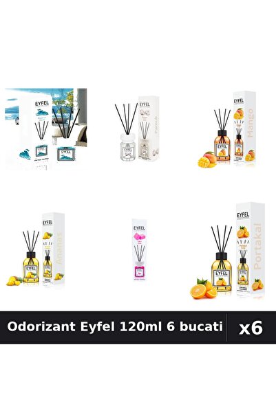 Eyfel Set 6 Odorizante Camera Betisoare - 6 Arome Asortate, 120ml Parfum