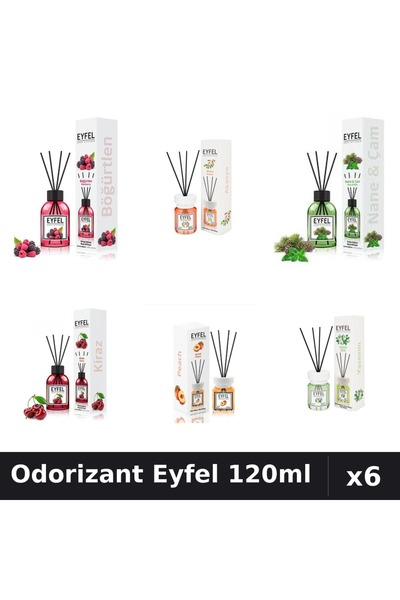 Eyfel Set 6 Odorizante Camera Betisoare - 6 Arome Asortate, 120ml Parfum Intens