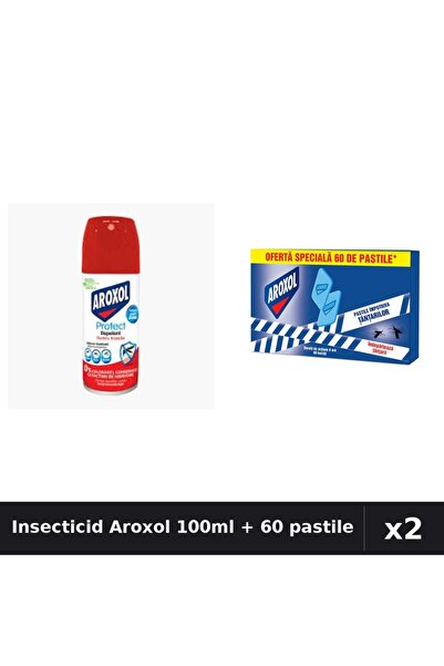 Aroxol Set 2 Insecticid - Spray 100ml + Pastile 60 buc - Anti Gandaci Tantari