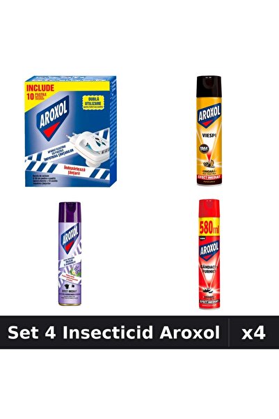 Aroxol Set 4 Produse Anti-Insecte - Pastile/Spirale Anti-Insecte Aroxol, Spra...