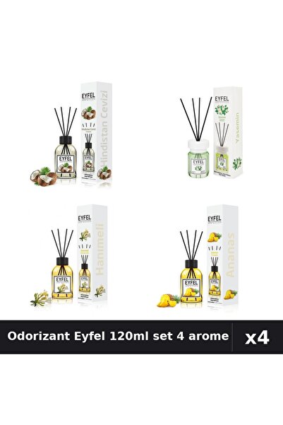 Eyfel Set 4 Odorizant Camera Betisoare 120ml - Nuca Cocos, Iasomie, Mana Maic...