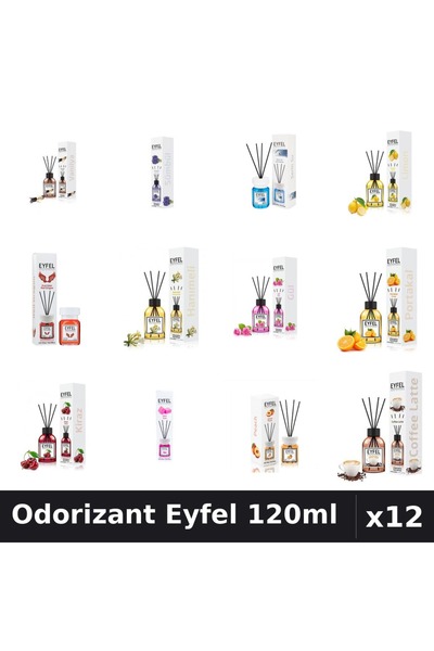 Eyfel Set 12 Odorizante Camera cu Betisoare 120ml - 12 Arome Asortate Parfum ...
