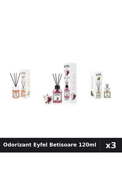 Eyfel Set 3 Odorizante Camera Betisoare 120ml - Acacia, Bouquet, Lacramioare