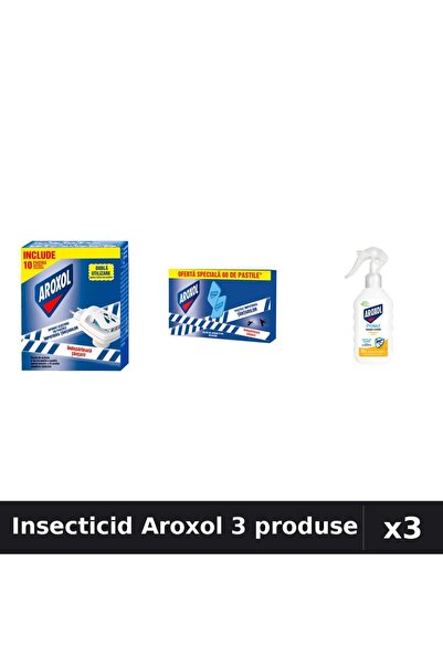 Aroxol Set 3 Insecticid - Pastile Spirale 60 buc + Loțiune Repelent 200ml