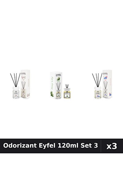 Eyfel Set 3 Odorizant Camera Betisoare 120ml - Bumbac, Lacramioare, Orhidee
