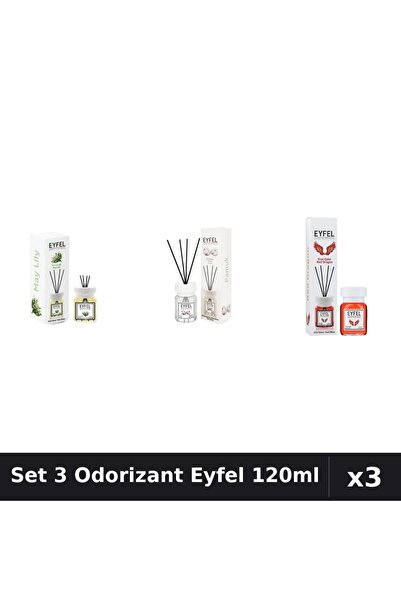 Eyfel Set 3 Odorizante Camera Betisoare, Bumbac, Lacramioare, Red Dragon, 120 ml