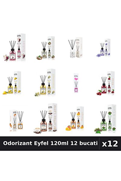 Eyfel Set 12 Odorizante Camera Betisoare 120ml - 12 Arome Asortate, Parfum In...