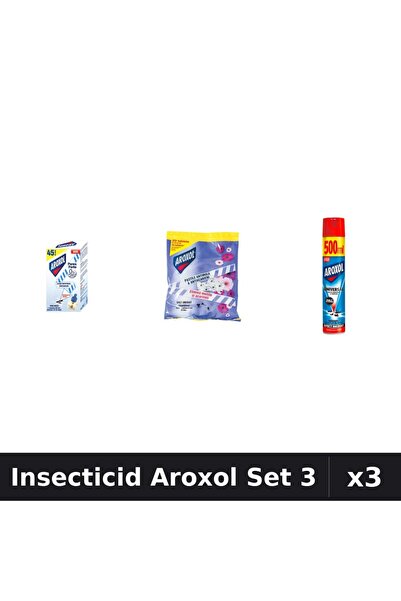 Aroxol Set 3 Insecticid - Aparat Electric, Pastile 20 bucati, Spray 500ml