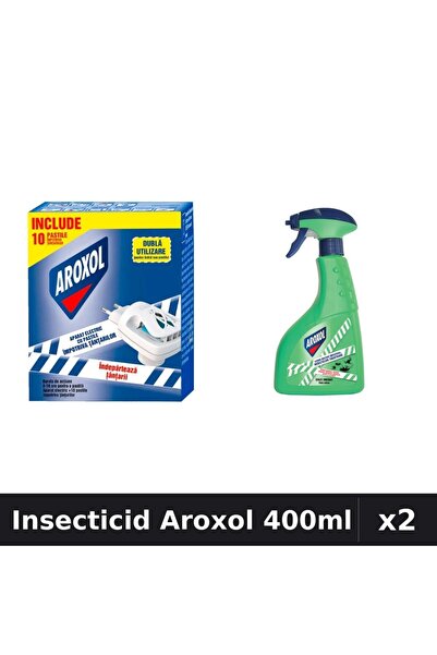 Aroxol Set 2 Insecticid - Pastile Anti-Insecte, Spray 400ml - Protecție Ganda...