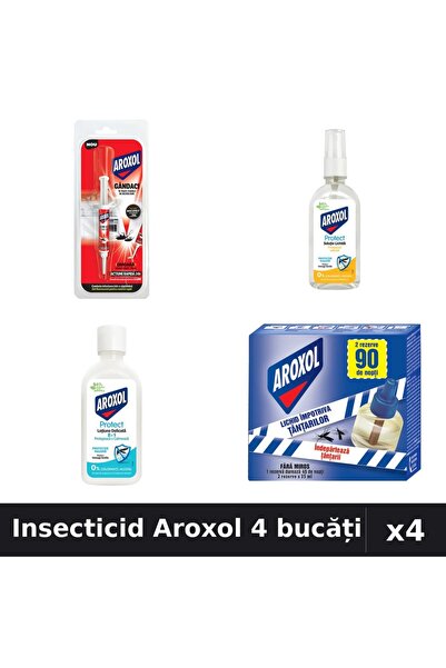 Aroxol Set 4 Insecticid - Pastile 5g, Loțiune 85ml, Aparat 45 nopți - Protecț...