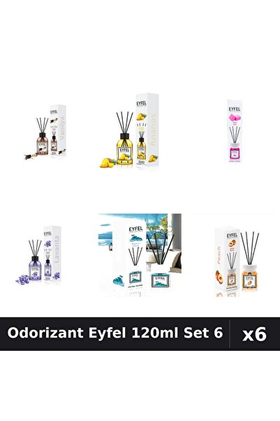 Eyfel Set 6 Odorizante Camera Betisoare - 6 Arome Asortate, 120ml Parfum