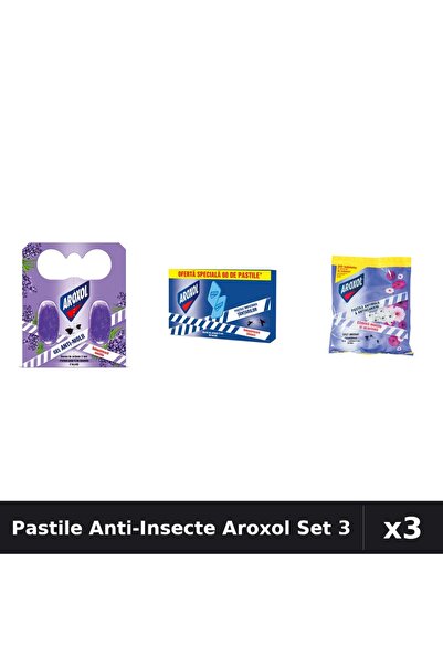 Aroxol Set 3 Pastile Anti-Insecte - 2, 20, 60 Bucati - Protectie Eficienta Casa