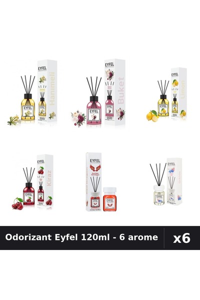 Eyfel Set 6 Odorizante Camera Betisoare - 6 Arome Asortate, 120ml Parfum
