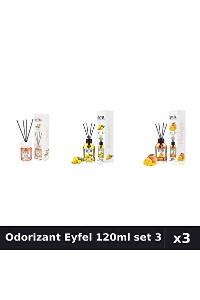 Eyfel Set 3 Odorizant Camera Betisoare 120ml - Acacia, Ananas, Mango