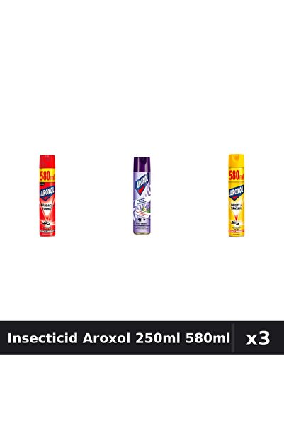 Aroxol Set 3 Spray Insecticid 250ml și 580ml - Anti Gandaci, Țânțari, Muste