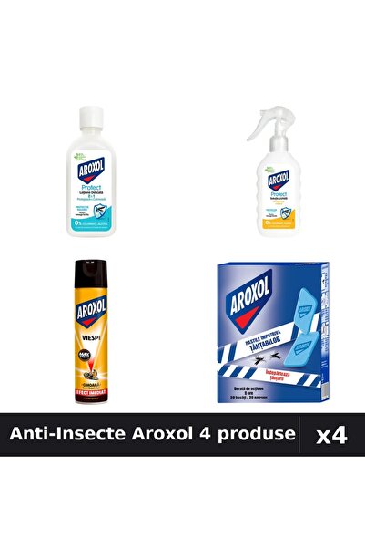 Aroxol Set 4 Insecticid și Repelent - Loțiune 85ml+200ml, Spray 400ml, Pastil...