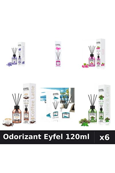Eyfel Set 6 Odorizante Camera Betisoare - 6 Arome Asortate, 120ml Parfum
