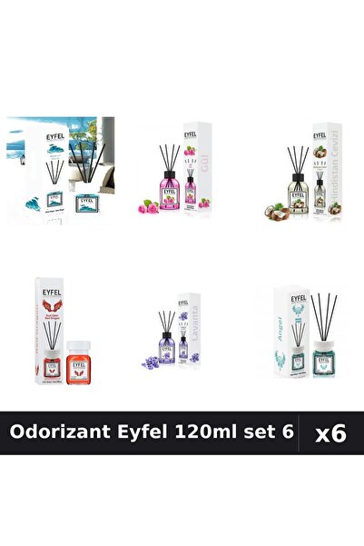 Eyfel Top Bottom Set of 6 Room Air Freshener Sticks - 6 Assorted Fragrances, ...