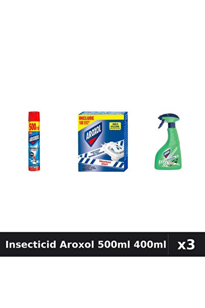 Aroxol Set 3 Spray Insecticid 500ml, 400ml - Anti Gândaci, Țânțari, Muste