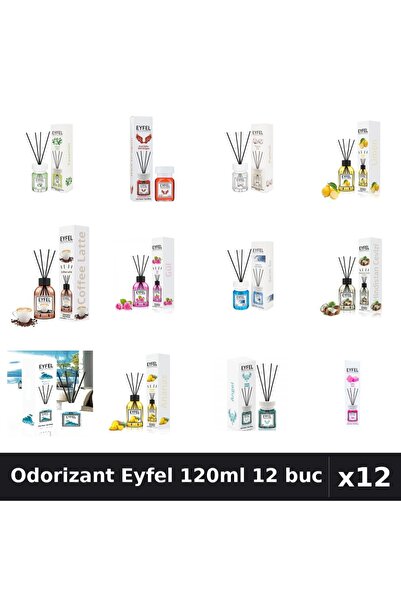 Eyfel Set 12 Odorizante Camera cu Betisoare 120ml - 12 Arome Asortate, Parfum...