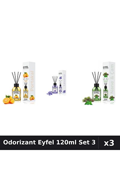 Eyfel Set 3 Odorizant Camera Betisoare 120ml - Portocala, Lavanda, Pin Menta