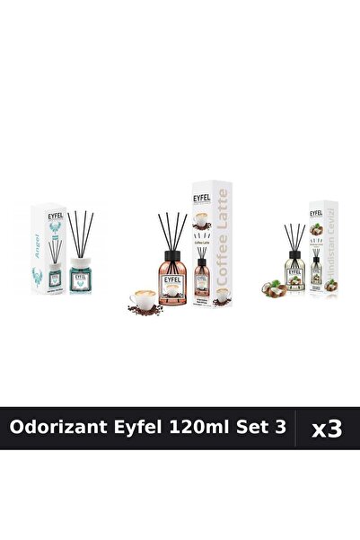 Eyfel Set 3 Odorizant Camera Betisoare 120ml - Angel, Cafea, Nuca De Cocos