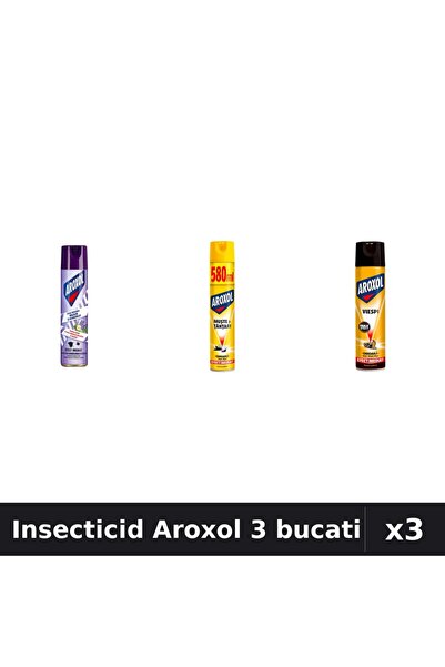 Aroxol Set 3 Spray Insecticid 250ml 400ml 580ml - Anti Gandaci Tantari Muste