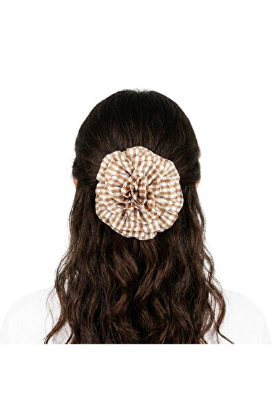 woodycord Tan White Gingham Large Rose Clip Buckle