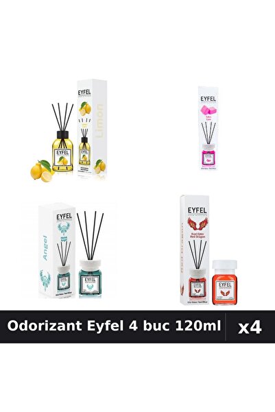 Eyfel Set 4 Odorizante Camera Betisoare 120ml - Angel, Bubble Gum, Lamaie, Re...
