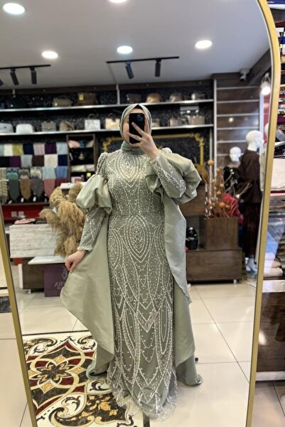 HÜMEYRA BUTİK Evening Dress with Sleeve Cape